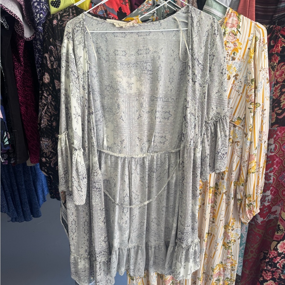 Love Stitch Gray Patterned Mini Dress